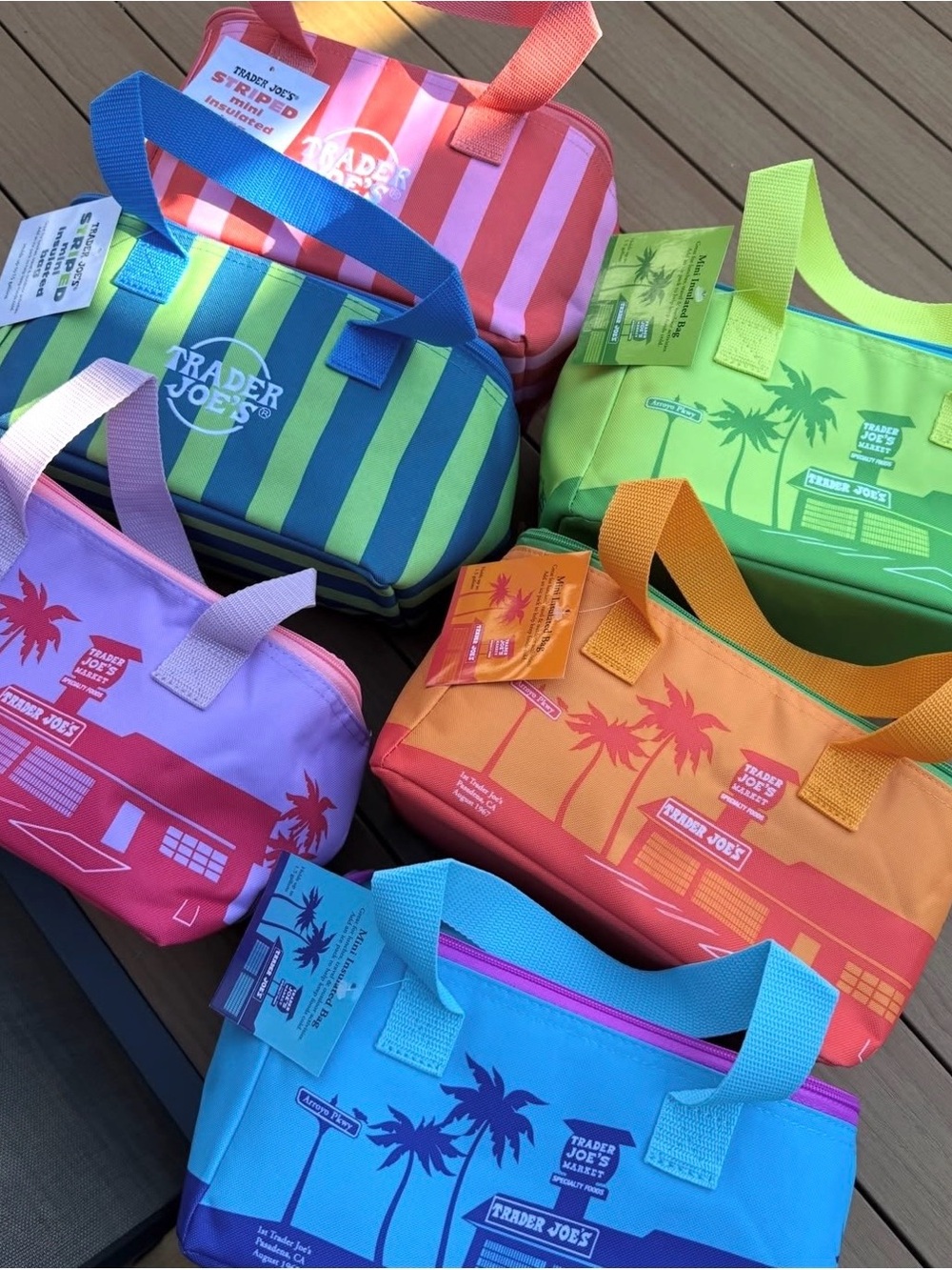 Trader Joe's Colorblock Insulated Lunch Bags (6 count sold together.